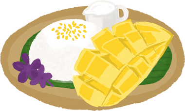 Mango and sticky rice. That is dessert in Thailand contry